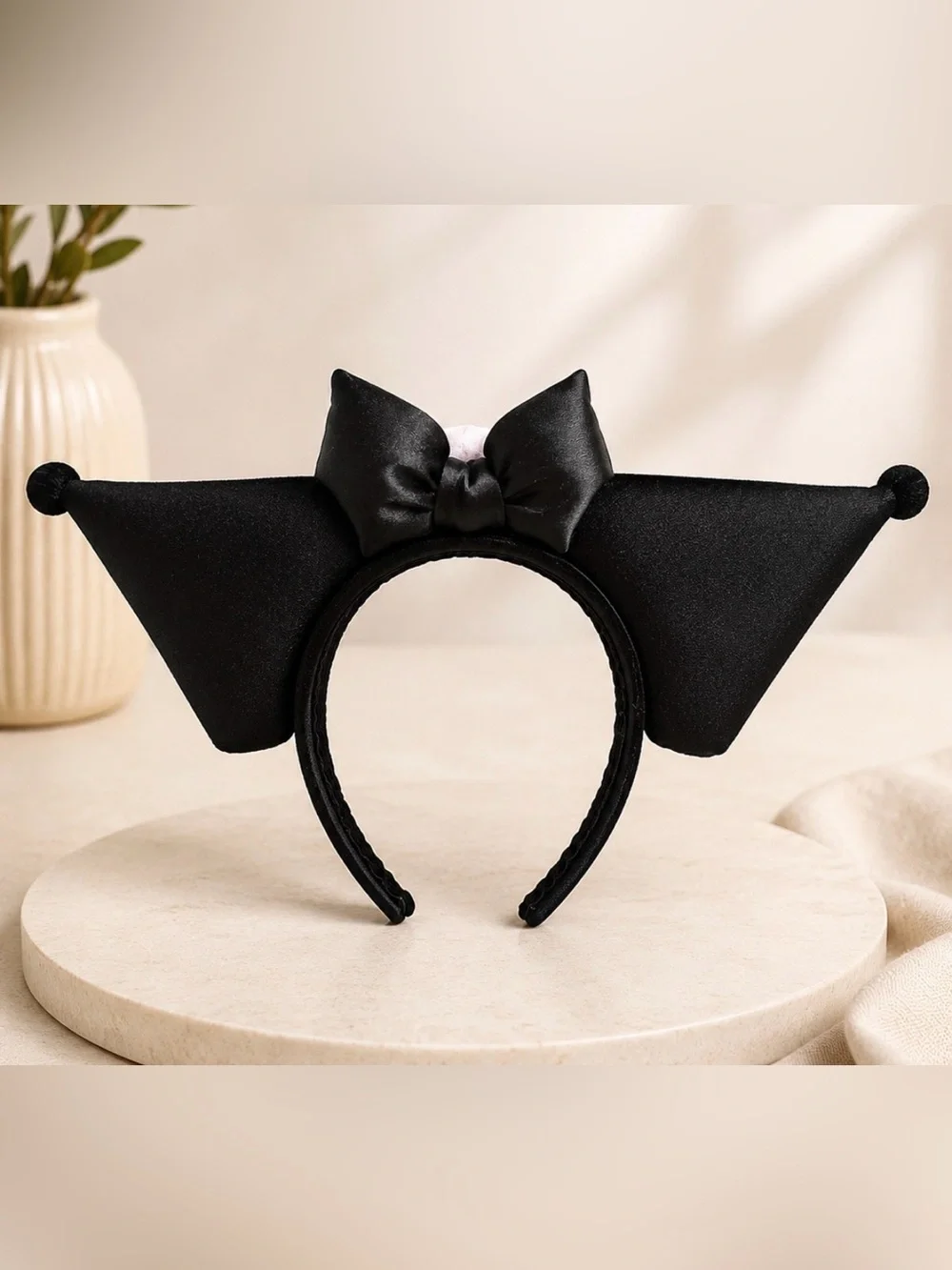 Kids Black Bat Headband with White Skull Accent - Halloween Costume Accessory